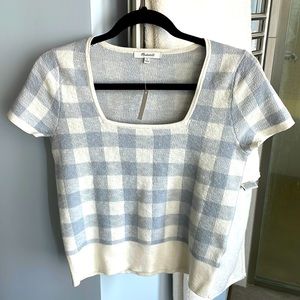 Madewell square-neck sweater tee in gingham